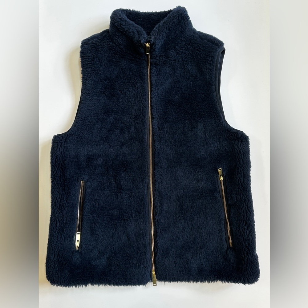 J. Crew Plush Fleece Excursion Vest E1535 in Dark Navy Blue Small (4-6)